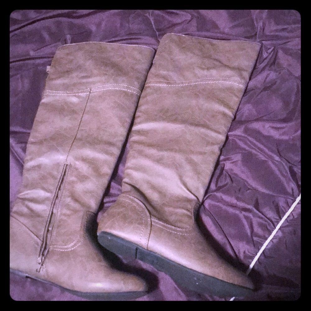 Taupe knee high boots